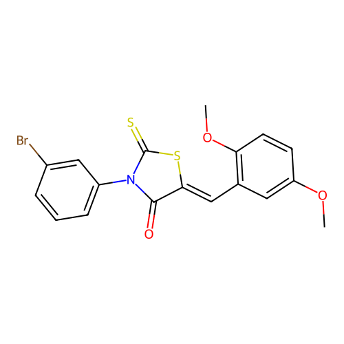 (Z)-3-(3-bromophenyl)-5-(2,5-dimethoxybenzylidene)-2-thioxothiazolidin-4-one structure