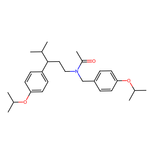 N-(4-isopropoxybenzyl)-N-(3-(4-isopropoxyphenyl)-4-methylpentyl)acetamide structure