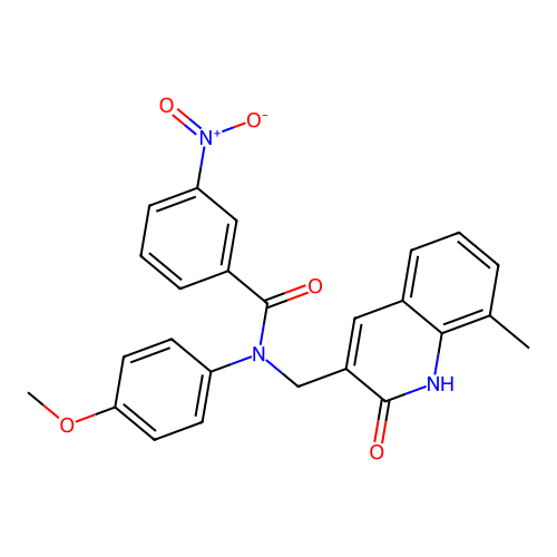 N-((2-hydroxy-8-methylquinolin-3-yl)methyl)-N-(4-methoxyphenyl)-3-nitrobenzamide structure
