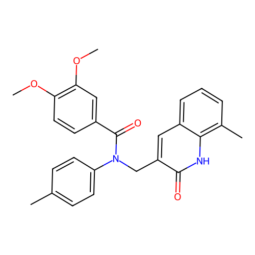 N-((2-hydroxy-8-methylquinolin-3-yl)methyl)-3,4-dimethoxy-N-(p-tolyl)benzamide structure