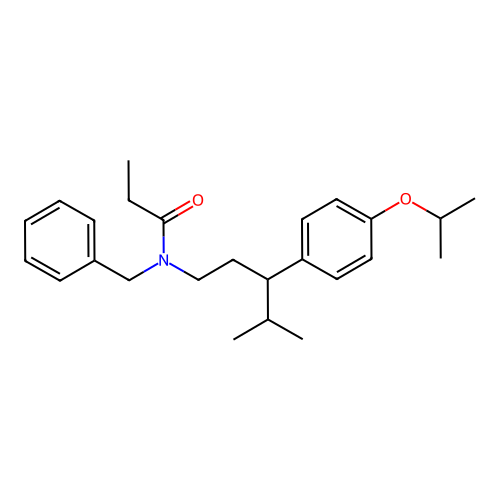 N-benzyl-N-(3-(4-isopropoxyphenyl)-4-methylpentyl)propionamide structure