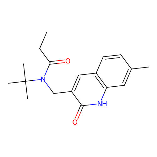N-tert-butyl-N-[(7-methyl-2-oxo-1H-quinolin-3-yl)methyl]propanamide structure