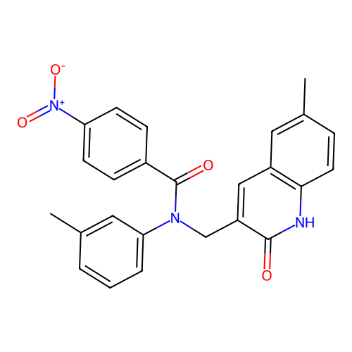 N-[(6-methyl-2-oxo-1H-quinolin-3-yl)methyl]-N-(3-methylphenyl)-4-nitrobenzamide structure