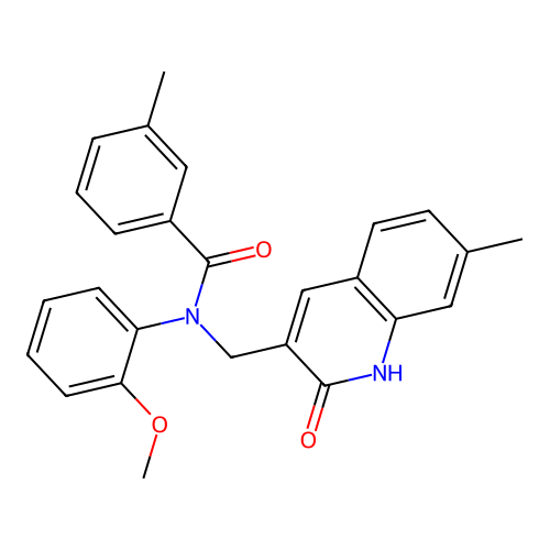 N-((2-hydroxy-7-methylquinolin-3-yl)methyl)-N-(2-methoxyphenyl)-3-methylbenzamide structure