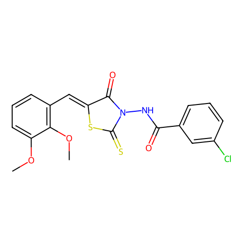 (Z)-3-chloro-N-(5-(2,3-dimethoxybenzylidene)-4-oxo-2-thioxothiazolidin-3-yl)benzamide structure