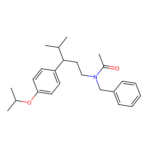 N-benzyl-N-(3-(4-isopropoxyphenyl)-4-methylpentyl)acetamide structure