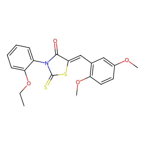 (5Z)-5-(2,5-dimethoxybenzylidene)-3-(2-ethoxyphenyl)-2-thioxo-1,3-thiazolidin-4-one structure