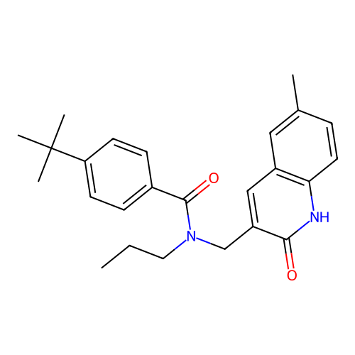4-tert-butyl-N-[(6-methyl-2-oxo-1H-quinolin-3-yl)methyl]-N-propylbenzamide structure