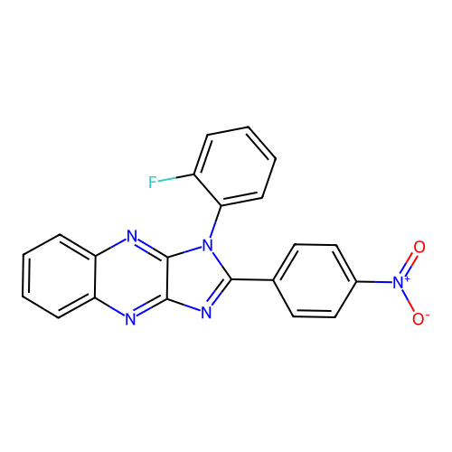 1-(2-fluorophenyl)-2-(4-nitrophenyl)-1H-imidazo[4,5-b]quinoxaline structure