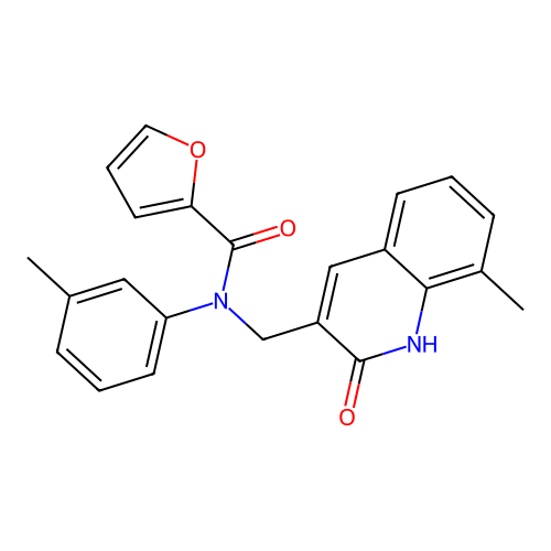 N-((2-hydroxy-8-methylquinolin-3-yl)methyl)-N-(m-tolyl)furan-2-carboxamide structure