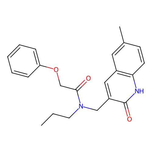 N-[(6-methyl-2-oxo-1,2-dihydroquinolin-3-yl)methyl]-2-phenoxy-N-propylacetamide structure