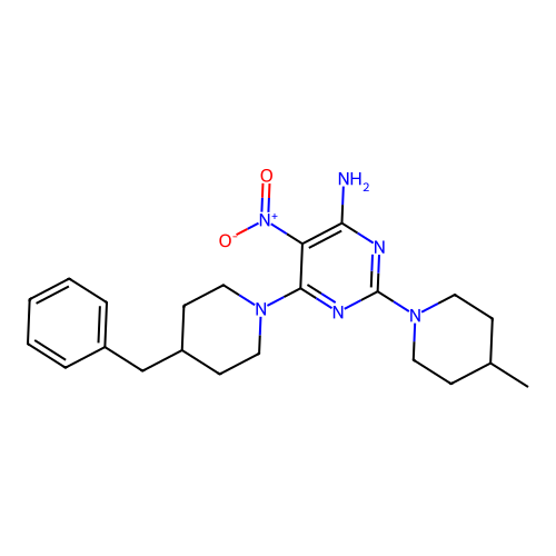 6-(4-Benzylpiperidin-1-yl)-2-(4-methylpiperidin-1-yl)-5-nitropyrimidin-4-amine structure