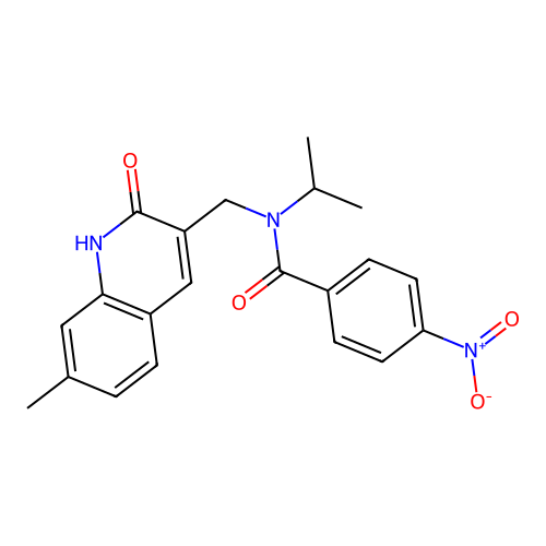 N-[(7-methyl-2-oxo-1H-quinolin-3-yl)methyl]-4-nitro-N-propan-2-ylbenzamide structure
