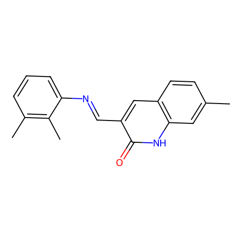 (E)-3-(((2,3-dimethylphenyl)imino)methyl)-7-methylquinolin-2-ol structure
