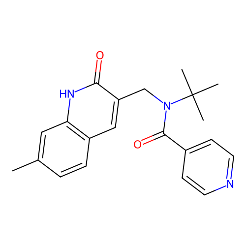 N-tert-butyl-N-[(7-methyl-2-oxo-1H-quinolin-3-yl)methyl]pyridine-4-carboxamide structure