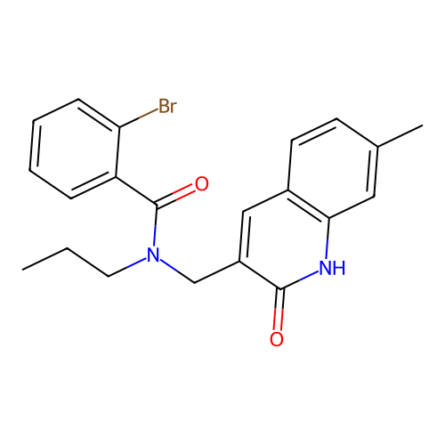 2-bromo-N-[(7-methyl-2-oxo-1H-quinolin-3-yl)methyl]-N-propylbenzamide structure