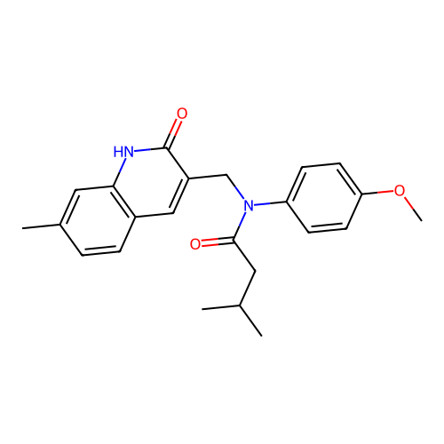 N-((2-hydroxy-7-methylquinolin-3-yl)methyl)-N-(4-methoxyphenyl)-3-methylbutanamide structure