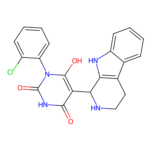 3-(2-chlorophenyl)-6-hydroxy-5-(2,3,4,9-tetrahydro-1H-pyrido[3,4-b]indol-1-yl)pyrimidine-2,4(1H,3H)-dione structure