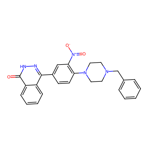 4-(4-(4-benzylpiperazin-1-yl)-3-nitrophenyl)phthalazin-1(2H)-one structure