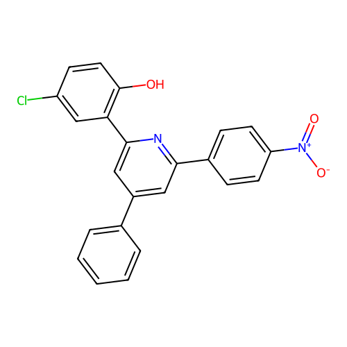 4-Chloro-2-(6-(4-nitrophenyl)-4-phenylpyridin-2-yl)phenol structure