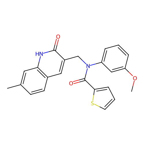 N-((2-hydroxy-7-methylquinolin-3-yl)methyl)-N-(3-methoxyphenyl)thiophene-2-carboxamide structure