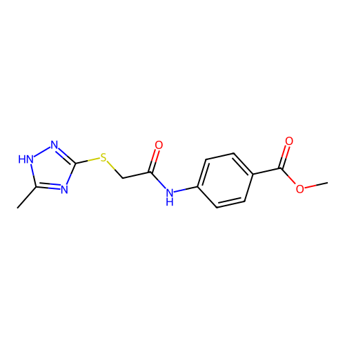 methyl 4-({[(5-methyl-4H-1,2,4-triazol-3-yl)sulfanyl]acetyl}amino)benzoate structure