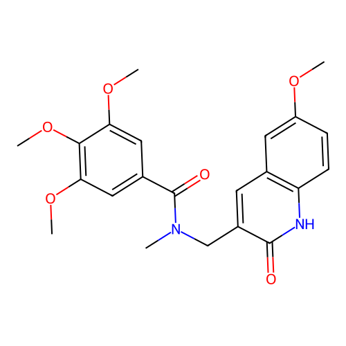3,4,5-trimethoxy-N-[(6-methoxy-2-oxo-1H-quinolin-3-yl)methyl]-N-methylbenzamide structure