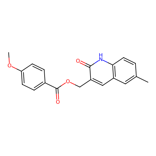 (6-methyl-2-oxo-1H-quinolin-3-yl)methyl 4-methoxybenzoate structure