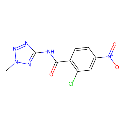2-chloro-N-(2-methyl-2H-tetrazol-5-yl)-4-nitrobenzamide structure