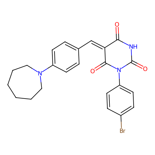 (Z)-5-(4-(azepan-1-yl)benzylidene)-1-(4-bromophenyl)pyrimidine-2,4,6(1H,3H,5H)-trione structure