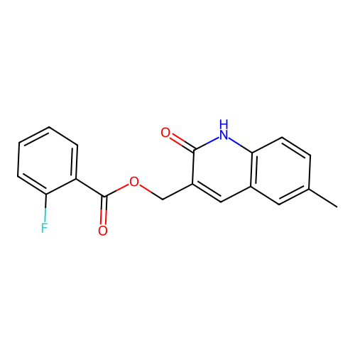 (6-methyl-2-oxo-1H-quinolin-3-yl)methyl 2-fluorobenzoate structure