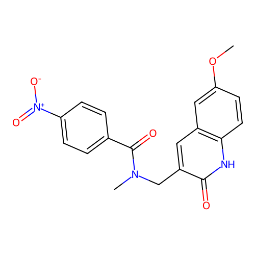 N-[(6-methoxy-2-oxo-1H-quinolin-3-yl)methyl]-N-methyl-4-nitrobenzamide structure