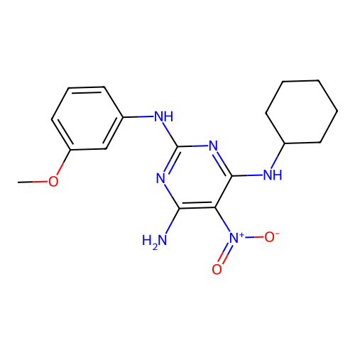 {6-Amino-2-[(3-methoxyphenyl)amino]-5-nitropyrimidin-4-yl}cyclohexylamine structure