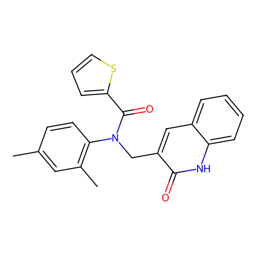 N-(2,4-dimethylphenyl)-N-[(2-oxo-1H-quinolin-3-yl)methyl]thiophene-2-carboxamide structure