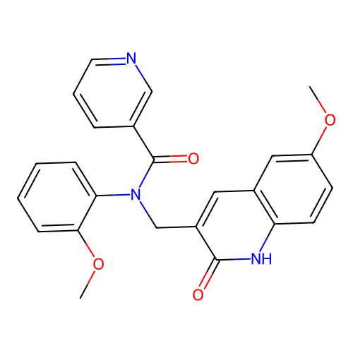N-((2-hydroxy-6-methoxyquinolin-3-yl)methyl)-N-(2-methoxyphenyl)nicotinamide structure