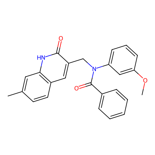 N-((2-hydroxy-7-methylquinolin-3-yl)methyl)-N-(3-methoxyphenyl)benzamide structure