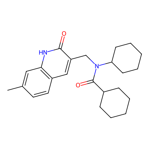 N-cyclohexyl-N-[(7-methyl-2-oxo-1H-quinolin-3-yl)methyl]cyclohexanecarboxamide structure