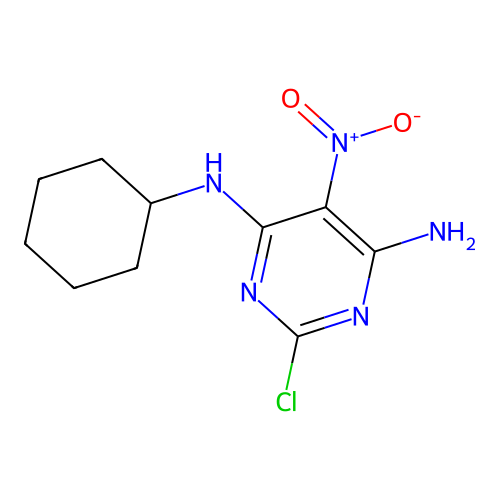 2-chloro-N-cyclohexyl-5-nitropyrimidine-4,6-diamine structure