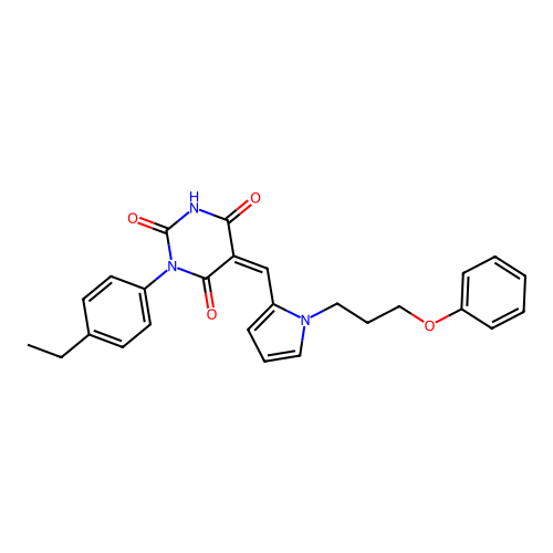 (5Z)-1-(4-ethylphenyl)-5-[[1-(3-phenoxypropyl)pyrrol-2-yl]methylidene]-1,3-diazinane-2,4,6-trione structure