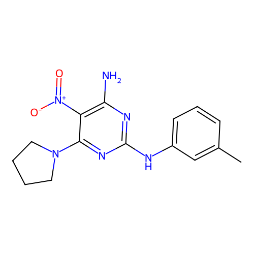 N~2~-(3-methylphenyl)-5-nitro-6-(pyrrolidin-1-yl)pyrimidine-2,4-diamine structure