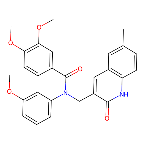 3,4-dimethoxy-N-(3-methoxyphenyl)-N-[(6-methyl-2-oxo-1H-quinolin-3-yl)methyl]benzamide structure
