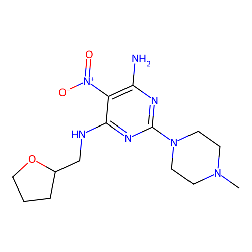 [6-amino-2-(4-methylpiperazinyl)-5-nitropyrimidin-4-yl](oxolan-2-ylmethyl)amin e structure