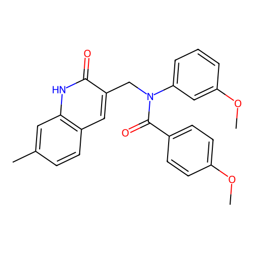 4-methoxy-N-(3-methoxyphenyl)-N-[(7-methyl-2-oxo-1H-quinolin-3-yl)methyl]benzamide structure