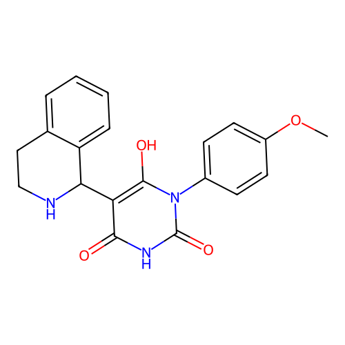 6-hydroxy-1-(4-methoxyphenyl)-5-(1,2,3,4-tetrahydroisoquinolin-1-yl)pyrimidine-2,4-dione structure