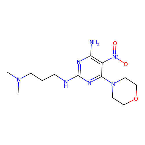 N~2~-[3-(dimethylamino)propyl]-6-(morpholin-4-yl)-5-nitropyrimidine-2,4-diamine structure