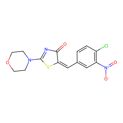 (5E)-5-(4-chloro-3-nitrobenzylidene)-2-(morpholin-4-yl)-1,3-thiazol-4(5H)-one structure