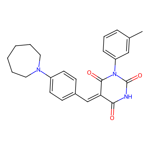(Z)-5-(4-(azepan-1-yl)benzylidene)-1-(m-tolyl)pyrimidine-2,4,6(1H,3H,5H)-trione structure