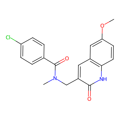 4-chloro-N-[(6-methoxy-2-oxo-1,2-dihydroquinolin-3-yl)methyl]-N-methylbenzamide structure