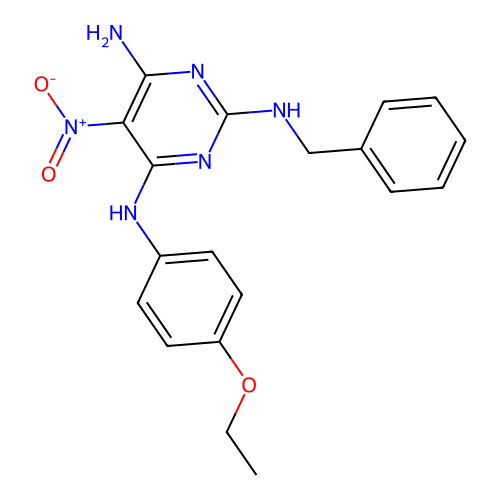 {6-Amino-5-nitro-2-[benzylamino]pyrimidin-4-yl}(4-ethoxyphenyl)amine structure