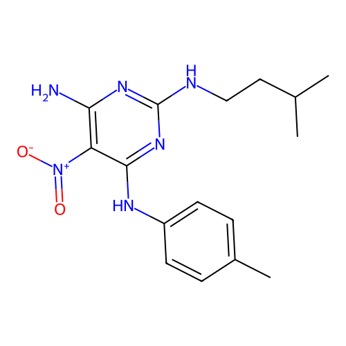 {6-Amino-2-[(3-methylbutyl)amino]-5-nitropyrimidin-4-yl}(4-methylphenyl)amine structure